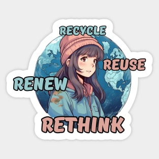 Recycle Reuse Renew Rethink Sticker